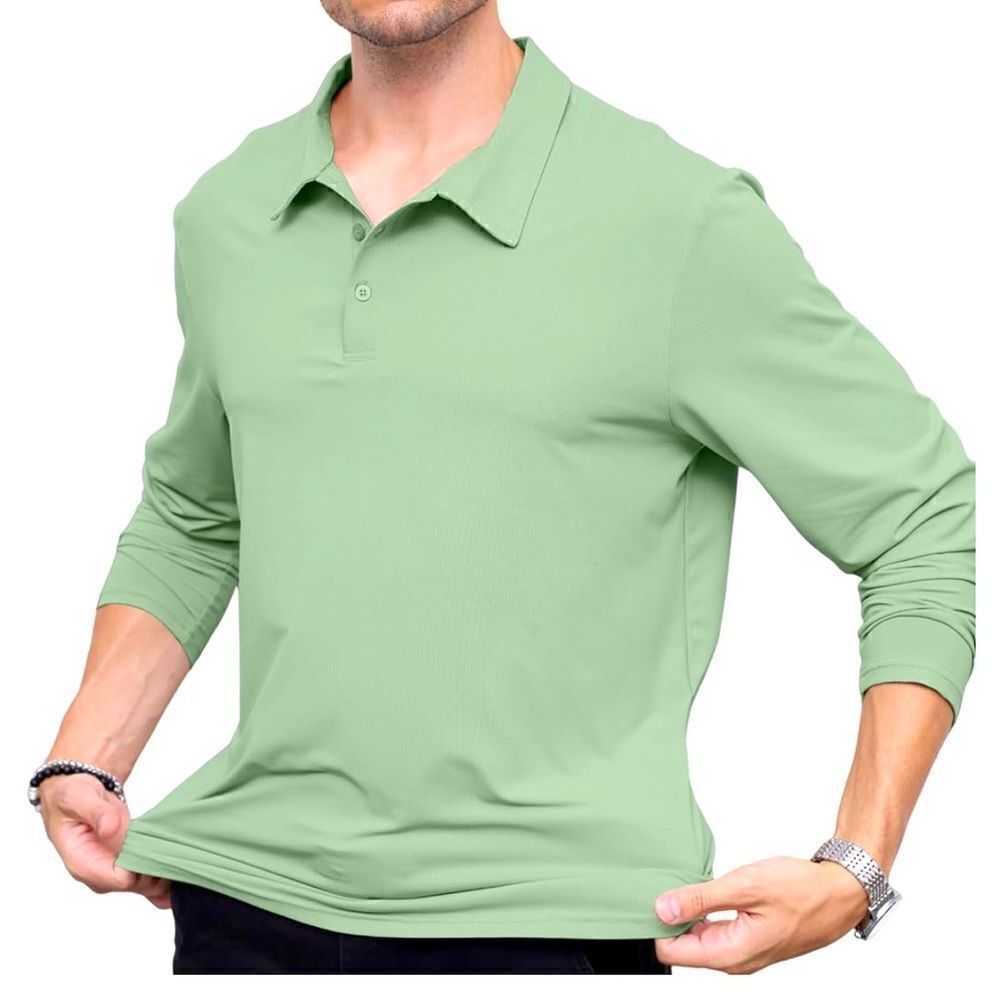 Lexiart Mens Casual Golf Shirt Long Sleeve Sport Polo Shirt Quick Dry T-Shirt